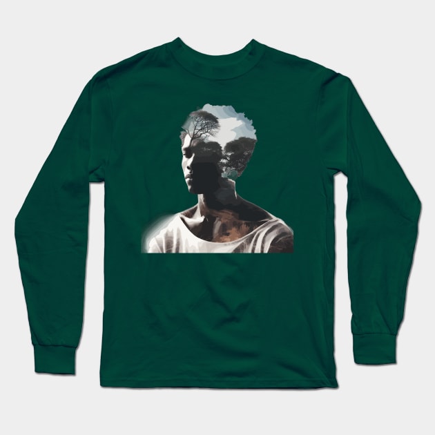 Afrocentric Man Nature Long Sleeve T-Shirt by Graceful Designs